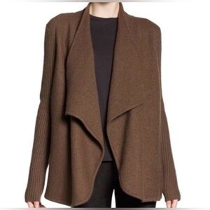 Vince 100% Wool Chocolate Brown Open Front Cardigan - Size XS